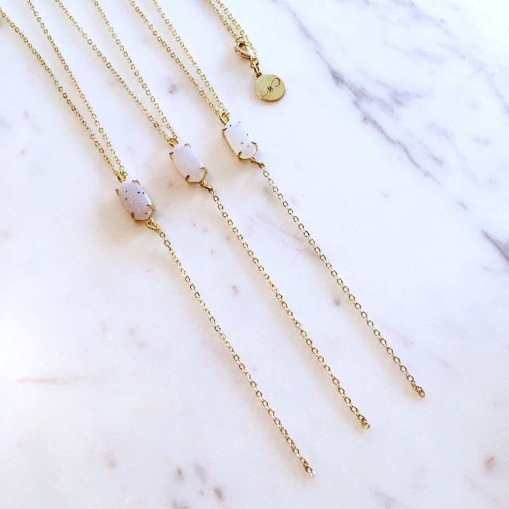 ✨Minimalist White Druzy Lariat Y Necklace✨ - Picture 2 of 5